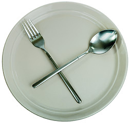 Image showing empty plate, fork and spoon