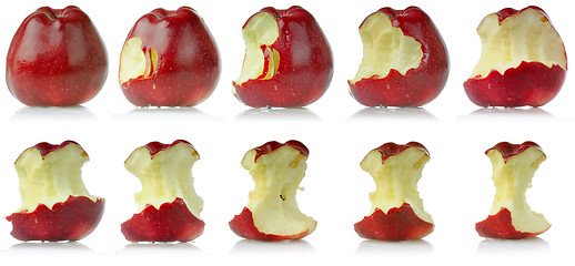 Image showing Sequence of eaten apple