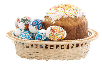 Image showing basket of Easter eggs