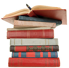 Image showing old books and pen