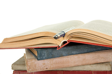 Image showing old books and pen