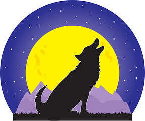 Image showing Wolf and Moon