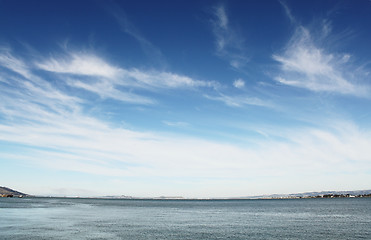 Image showing Blue sky with clouds over sea