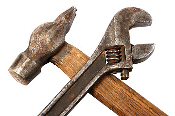 Image showing Hammer and spanner.