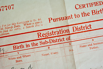 Image showing Birth Certificate