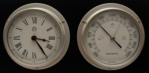 Image showing Clock and Barometer