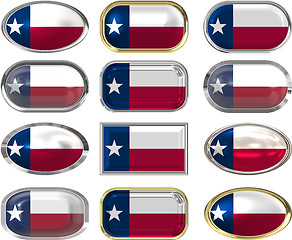 Image showing 12 buttons of the Flag of Texas