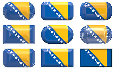 Image showing nine glass buttons of the Flag of Bosnia