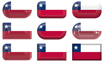 Image showing nine glass buttons of the Flag of Chile