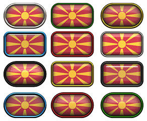 Image showing 12 buttons of the Flag of Macedonia