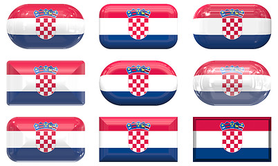 Image showing nine glass buttons of the Flag of Croatia