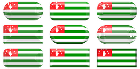 Image showing nine glass buttons of the Flag of Abkhazia