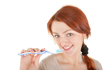 Image showing girl with toothbrush