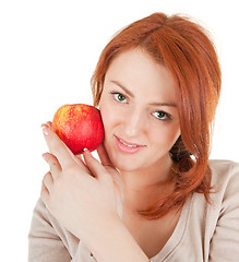 Image showing redhead girl with apple