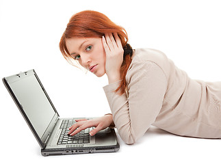 Image showing trendy girl with computer