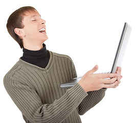 Image showing young man with laptop