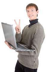 Image showing young man with laptop