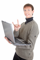 Image showing young man with laptop