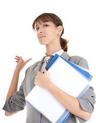 Image showing young girl in office clouses