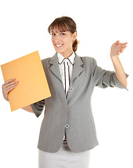 Image showing young girl in office clouses