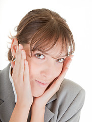 Image showing young girl in office clouses