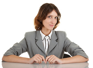 Image showing young girl in office clouses