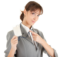 Image showing young girl in office clouses