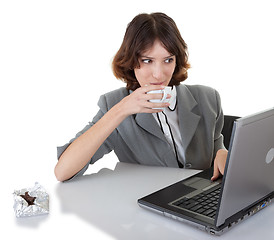 Image showing young girl in office clouses