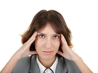 Image showing young girl in office clouses