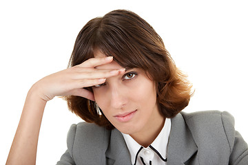 Image showing young girl in office clouses