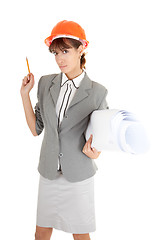 Image showing young girl in office clouses