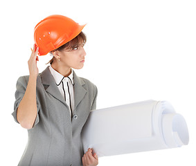 Image showing young girl in office clouses