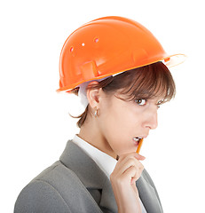 Image showing young girl in office clouses