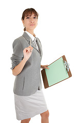 Image showing young girl in office clouses