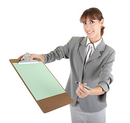 Image showing young girl in office clouses
