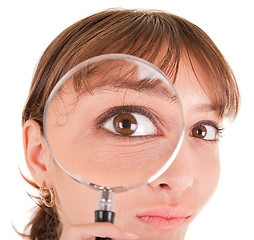 Image showing woman and magnifier