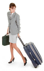 Image showing woman  with a luggage