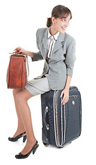 Image showing woman  with a luggage