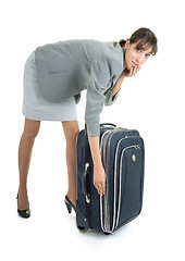 Image showing woman  with a luggage