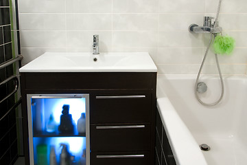 Image showing Cabinet in bathroom