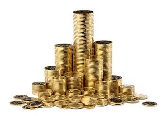 Image showing Stacks of a golden coins