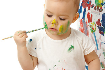 Image showing Little girl paint on her cheek