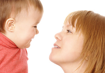 Image showing Mother talking to her child