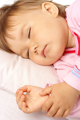 Image showing Closeup of a sleeping kid