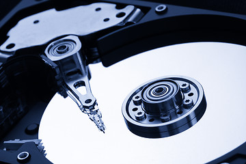 Image showing Closeup of open hard drive