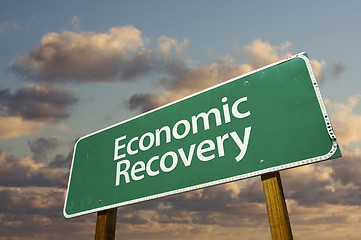 Image showing Economic Recovery Green Road Sign
