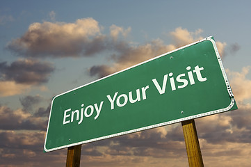 Image showing Enjoy Your Visit Green Road Sign