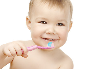 Image showing Cute child with toothbrush