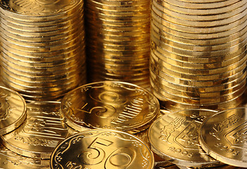 Image showing Closeup of a golden coins