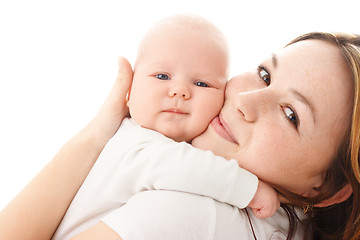 Image showing Cute little baby embrace his mother